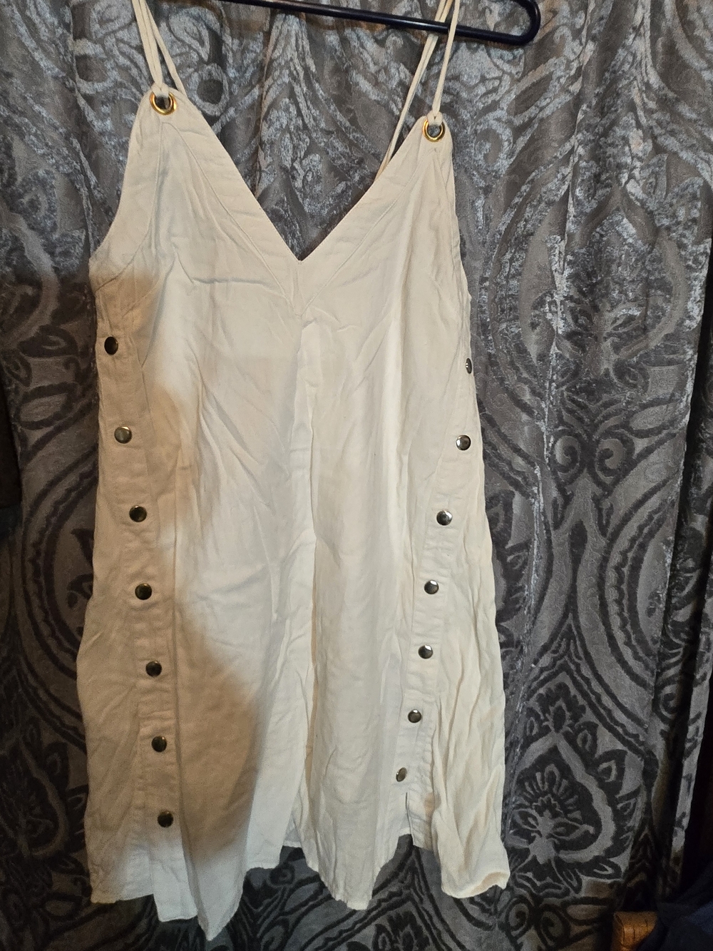 Women's Cream Mini Dress with Button Detail